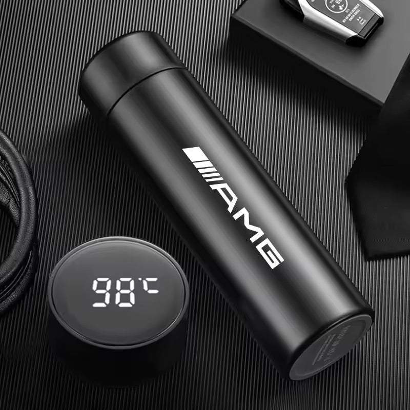 Black thermos with digital temperature