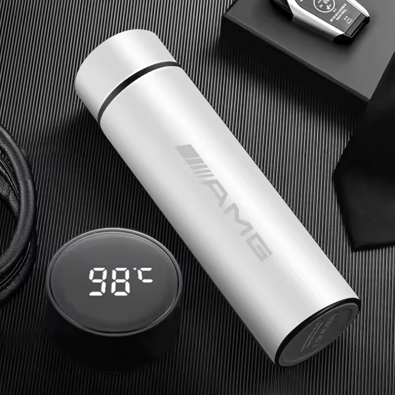 White thermos with digital temperature