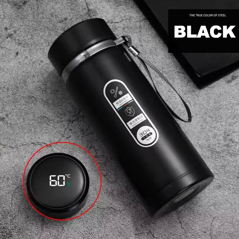 black led temperature thermos bottle